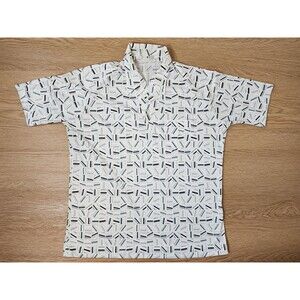 Vtg 80s SPIRE Disco Shirt Mens XXL Tall Hippie Mid Century Stretch Geometric